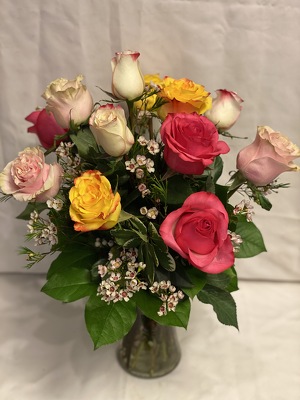 1DZ. ASSORTED COLOR ROSES  from Redwood Florist in New Brunswick, NJ