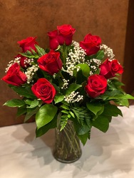 1DZ. RED ROSES IN A VASE  from Redwood Florist in New Brunswick, NJ