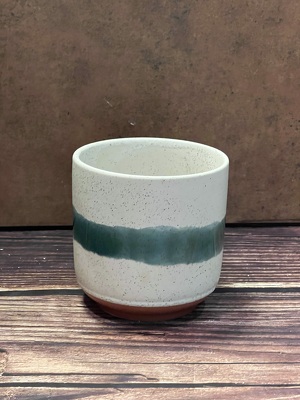4" IVORY POT WITH GREEN BAND from Redwood Florist in New Brunswick, NJ