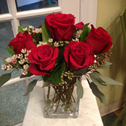 1/2 DZ. RED ROSES IN VASE  from Redwood Florist in New Brunswick, NJ