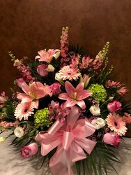 PINK SYMPATHY BASKET from Redwood Florist in New Brunswick, NJ