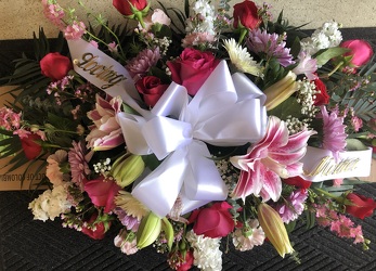 PINK & WHITE CASKET SPRAY from Redwood Florist in New Brunswick, NJ