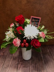 HOLIDAY ARRANGEMENT IN WHITE VASE from Redwood Florist in New Brunswick, NJ