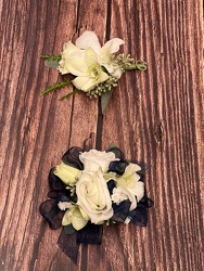 WRIST CORSAGE & BOUTONNIERE - ORCHID from Redwood Florist in New Brunswick, NJ