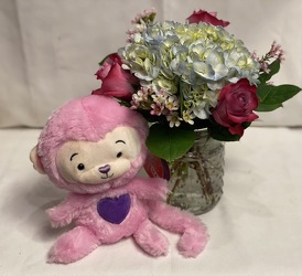 COMPACT ARRANGEMENT WITH PLUSH from Redwood Florist in New Brunswick, NJ