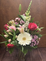 SOFT VALENTINE MIX IN A VASE from Redwood Florist in New Brunswick, NJ