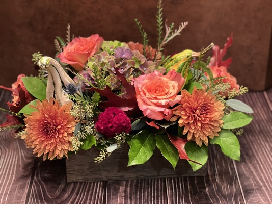 THANKSGIVING LONG & LOW CENTERPIECE from Redwood Florist in New Brunswick, NJ