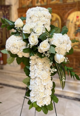 FLORAL CROSS WHITE  from Redwood Florist in New Brunswick, NJ