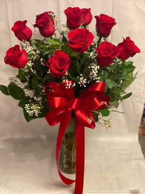 1DZ. LONG STEM RED ROSES ARRANGED from Redwood Florist in New Brunswick, NJ