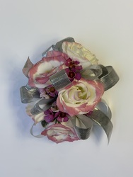 WRIST CORSAGE WITH LISIANTHUS from Redwood Florist in New Brunswick, NJ