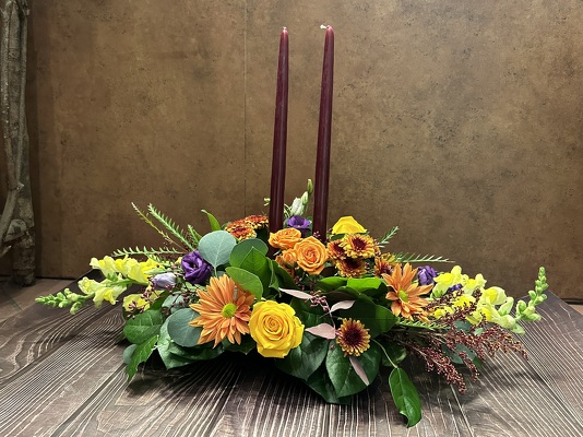 LONG & LOW TRADITIONAL CANDLE ARRANGEMENT from Redwood Florist in New Brunswick, NJ