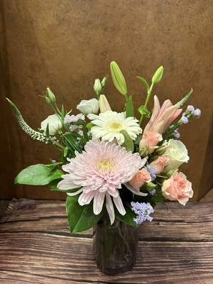 PINK, WHITE TALL ARRANGEMENT  from Redwood Florist in New Brunswick, NJ
