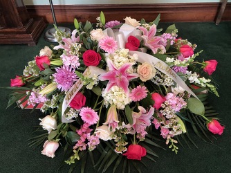 PINK & WHITE CASKET SPRAY from Redwood Florist in New Brunswick, NJ