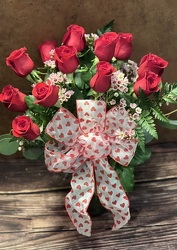 1DZ RED ROSES IN A VASE  from Redwood Florist in New Brunswick, NJ