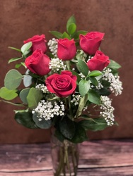 1/2 DZ. RED ROSES IN VASE  from Redwood Florist in New Brunswick, NJ