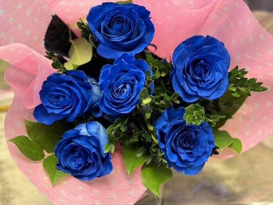 BLUE ROSES WRAPPED from Redwood Florist in New Brunswick, NJ