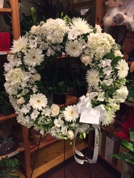WHITE WREATH from Redwood Florist in New Brunswick, NJ
