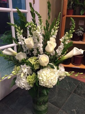 TALL WHITE CYLINDER VASE  from Redwood Florist in New Brunswick, NJ