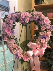 PINK HEART WREATH from Redwood Florist in New Brunswick, NJ