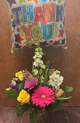 BRIGHT MIXED VASE WITH MYLAR from Redwood Florist in New Brunswick, NJ